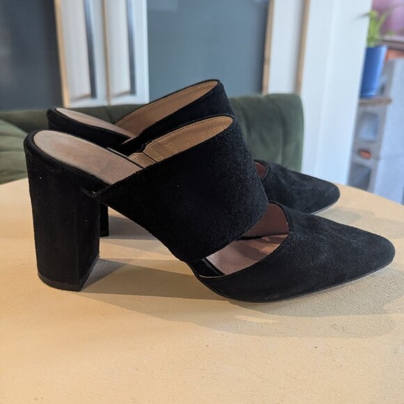 Runa Mule Suede Heels - Picture 1 of 4